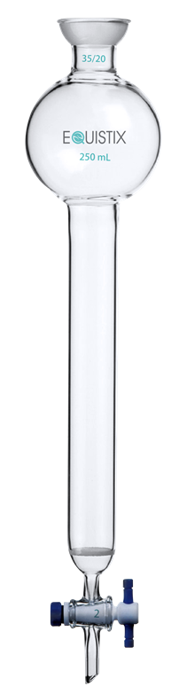 Chromatography Column, PTFE Stopcock w/Reservoir, Spherical Joint Fritted Disc